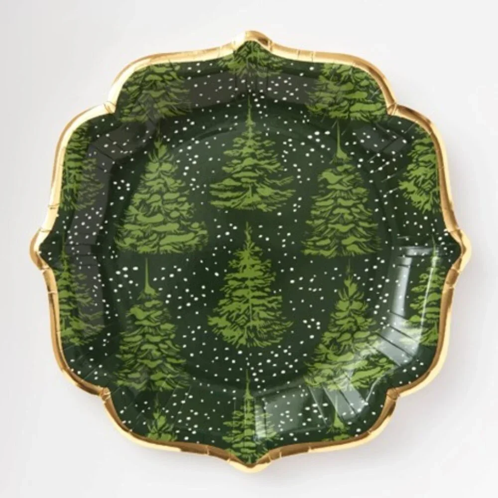 Elegant Green Christmas Tree Paper Plates